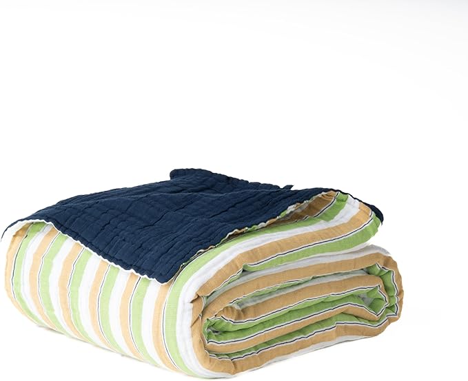 Salt Earth 100% Cotton Muslin Blanket, Gauze Blanket 55"X75" Twin, 6 Layered for Couch, Bed, Living Room, Home, Lightweight & All Season Blankets & Throws, Easy wash, Skin Friendly (Dress Blue/Print)