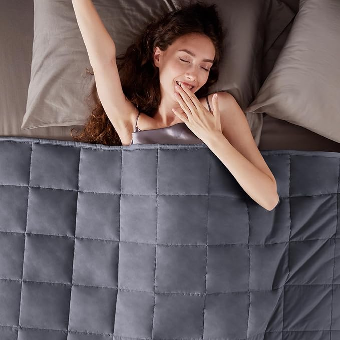 Weighted Blanket Twin Size (48"x72" 15lbs),Ultra Soft and Cozy Cooling Weighted Blanket Twin Size for Adult,Heavy Blanket with Machine Washable Soft Blanket, Dark Grey