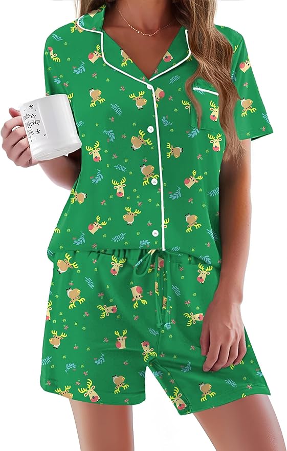 Ekouaer Pajamas for Women Set Silk Satin Pjs Shorts Sleepwear 2 Piece Loungewear S-XXL