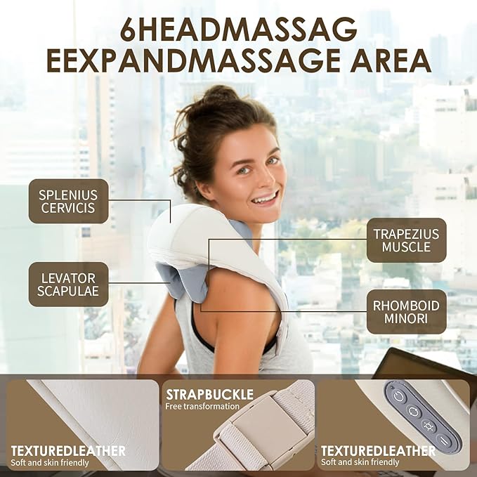 Therapexa Neck & Shoulder Massager, Back Massager for Pain Relief Deep Tissue,Massager for Neck and Shoulder Pain,Back Massager with Heat. (Gray)
