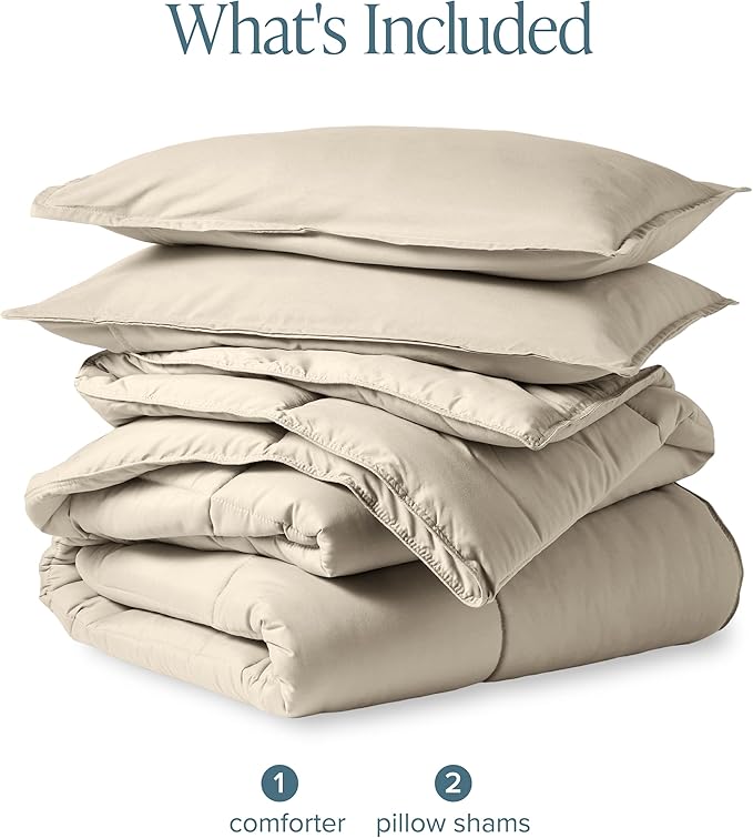 Bare Home Comforter Set - King/California King Size - Ultra-Soft - Goose Down Alternative - Premium 1800 Series - All Season Warmth (Sand)