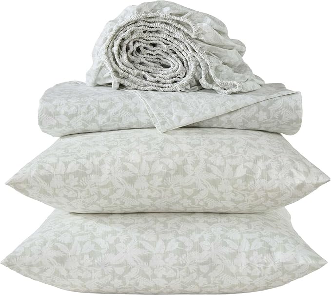 Tommy Bahama - King Bed Sheets, Crisp & Cool Cotton Percale Bedding with Matching Pillowcases, Lightweight Bed Set, Oeko-Tex Certified (Palm Day Green)