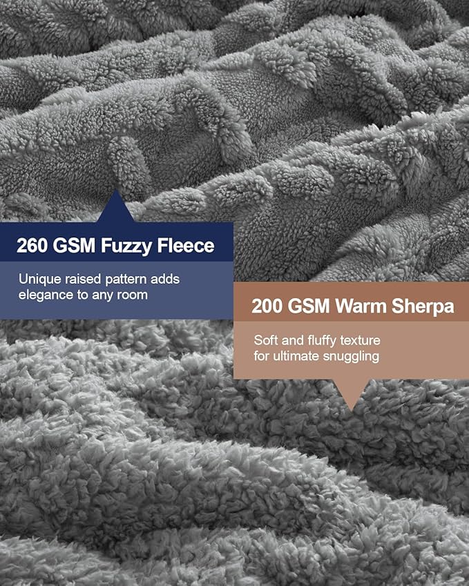 Super Fuzzy Soft Sherpa Fleece Weighted Blanket, 15 lbs Dual Sided Fluffy Heavy Weighted Blankets for Adults - No Bunching with Double Layers of Soft Inner Lining (80"x 87", 15 Pounds)