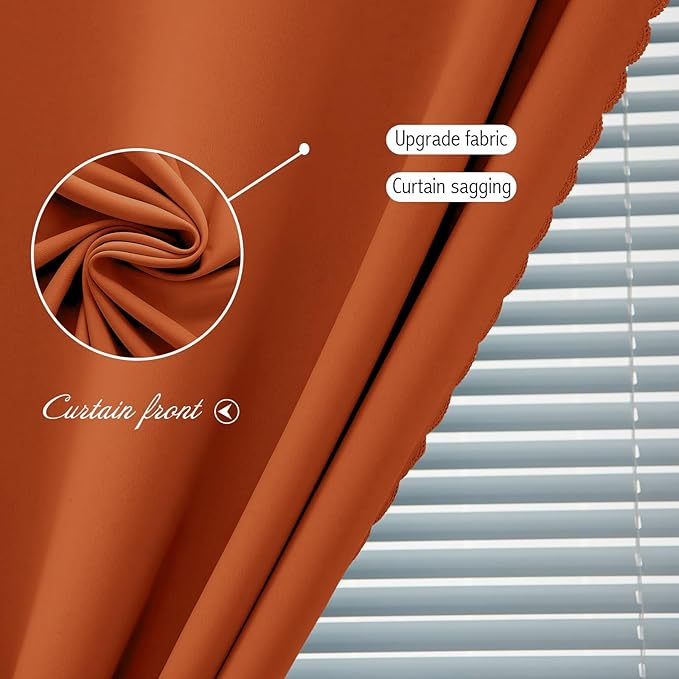 Self Adhesive Curtains Portable Blackout Curtain Simple and Easy to Install Bedroom Window Thermal Lnsulated Kitchen Room Darkening Black Small Drapes, 59" W X 59" L, Orange, 1 Panel