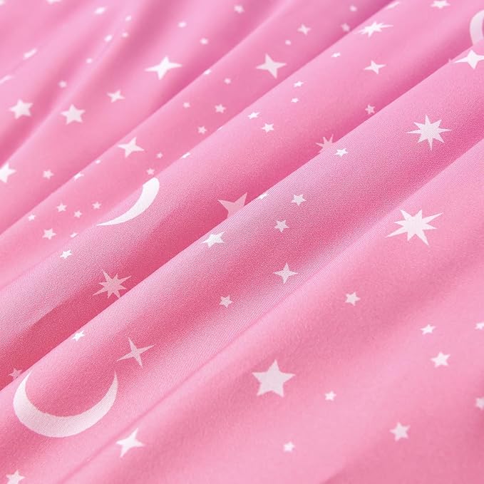 URBONUR 6 Pcs Gradient Glitter Comforter Set for Girls Full Size Colorful Rainbow Bedding Soft Lightweight Microfiber All Season Kids Bed Sets (Pink Blue)