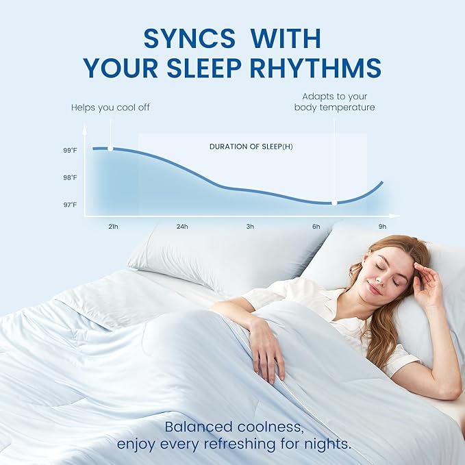 Cozy Bliss Cooling Comforter King Size Dual-Sided, Ultra-Soft Cooling Blankets for Hot Sleepers and Night Sweats, Breathable Lightweight Silky Smooth, Cool Blue