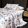 Cyusri Print Cooling Comforter Set 3Pcs Breathable Cool Queen Size Bedding Set with 2 Pillowcases Leaf Pattern Silky Cold Quilt, Blue 90"x90"
