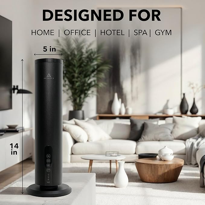 Breeze Diffuser for Home, Office & Spa, Scent Diffuser with Timing Controls, Wireless, Bluetooth Enabled, Safe for Pets & Kids, 1200 Sq Ft Coverage, No Residue, Black (Oil Sold Separately