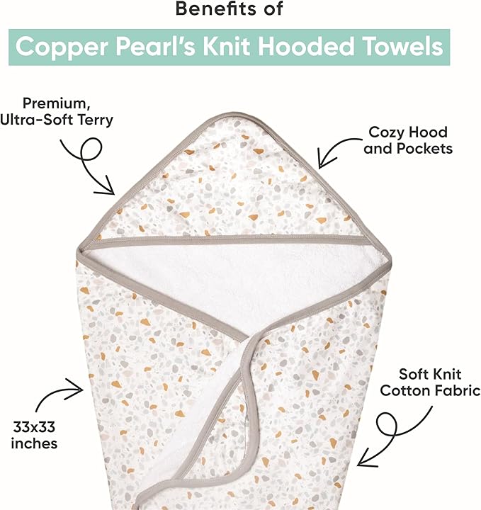Copper Pearl Hooded Bath Towels Premium Knit/Terry Cloth Baby Towels with Hood, Pockets, and Cool Designs - Great to Gift and Make Bath Time Fun - Baby Bath Towel, Super Grover