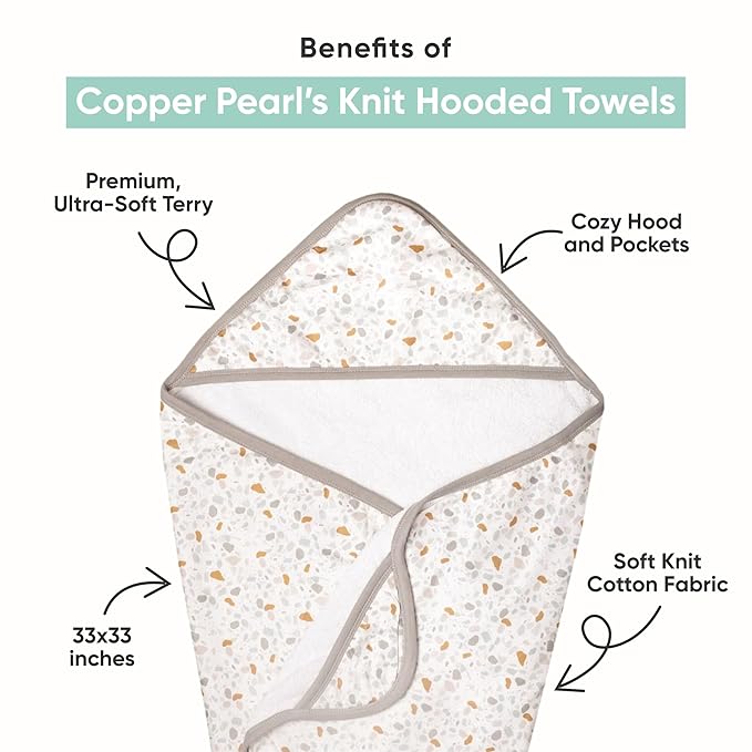 Copper Pearl Hooded Bath Towels Premium Knit/Terry Cloth Baby Towels with Hood, Pockets, and Cool Designs - Great to Gift and Make Bath Time Fun - Baby Bath Towel, Chip