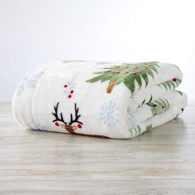 Great Bay Home Soft Velvet Plush and Sherpa Fleece 50" x 60" Holiday Throw Blanket | Christmas Throw for Sofa and Bed | Cozy & Warm Plush Throw Blanket | Holiday Blankets and Throws Eve Collection