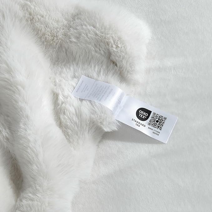Cozy Bliss Faux Fur Throw Blanket for Couch, Fuzzy Soft Plush Thick Bubble Blanket for Sofa Bedroom Living Room, 108 * 90 Inches Cream White