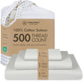 Threadmill Cotton Twin XL Sheets Set, Soft 100% Cotton, Cooling Bed Sheets with Deep Pocket Snug Fit Elastic, 500 Thread Count, 3-Pc, Hotel Quality Bed Sheets, Beats Egyptian Cotton Claim, Light Grey