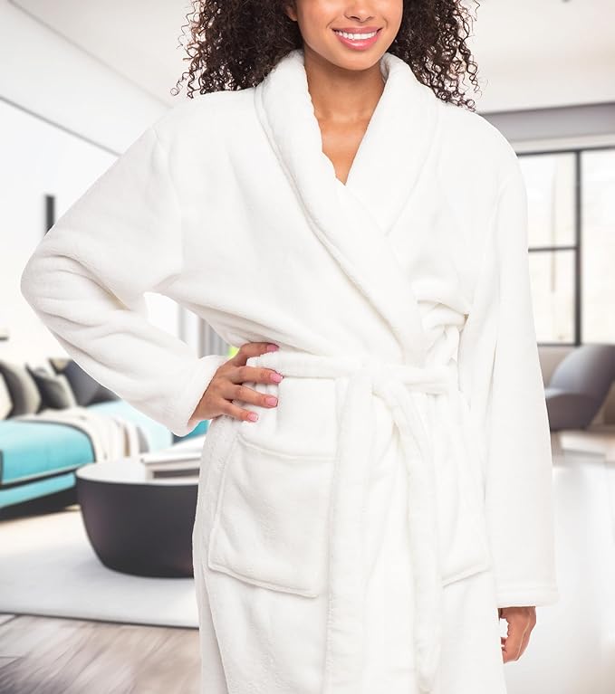 Alexander Del Rossa Plush Robe for Women, Long Fleece Winter Bath Robe, Plus Size