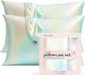 Kitsch Satin Pillowcase with Zipper for Hair & Skin, Softer Than Silk Pillow Cases Queen, Wrinkle-Free, Smooth and Cooling Satin Pillow Covers, Standard Size 19"x26" - Aura, 2pcs