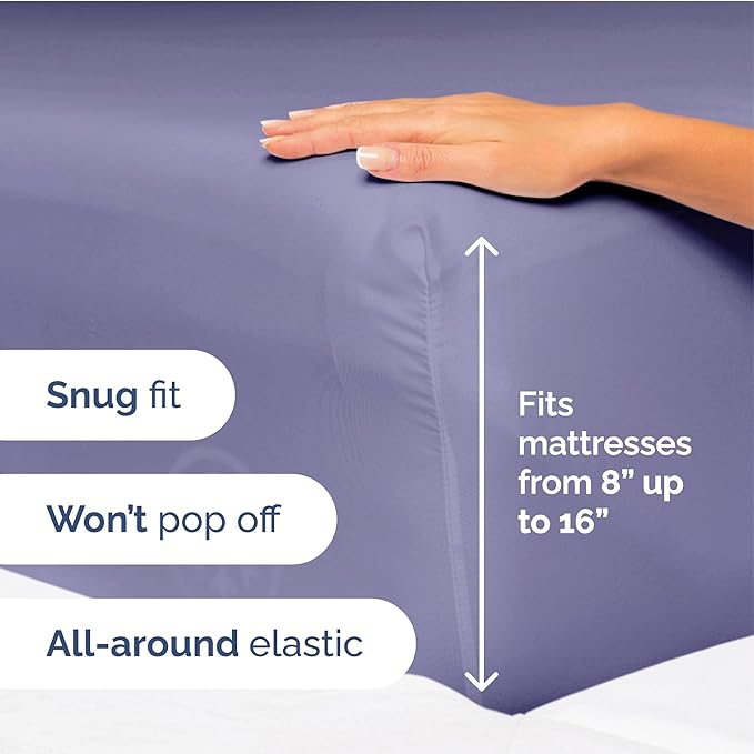 King Size 4 Piece Sheet Set - Extra Soft, Breathable & Cooling - Hotel Luxury Durable Bed Sheets for Women & Men - Deep Pockets, Easy-Fit & Wrinkle-Free - French Violet Oeko-Tex