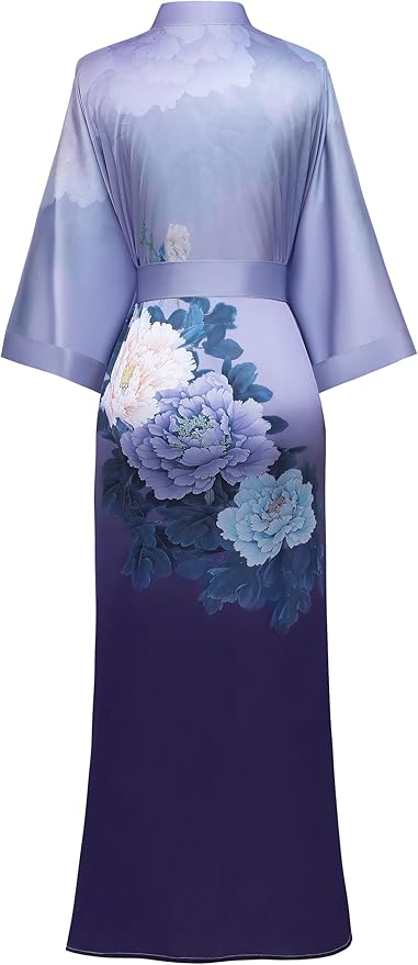 PRODESIGN Kimono Robe for Women - Long Satin Sleepwear Silky Kimono Cover-Up Nightgown Japanese Bathrobe Loungewear Blouse