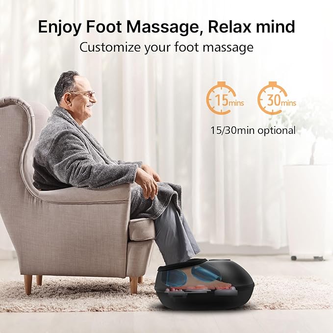 Shiatsu Foot Massager with Heat, Deep Kneading & Gentle Air Compression for Foot Wellness and Relaxation, Feet Massager, Electric Foot Massager Machine - Gifts for Women Men, Fits Size 13