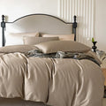 PURE ERA Duvet Cover Set King 800 Thread Count Long Staple Cotton Sateen Silky Soft Luxurious Smooth 3 Piece Set Dark Dessert Beige King