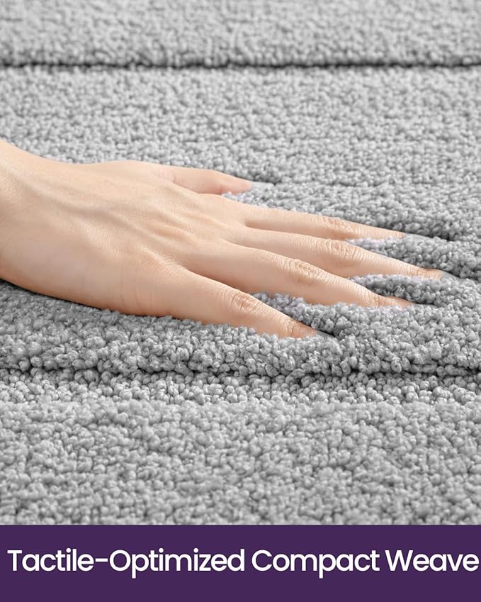 DEXI Bathroom Rugs 32x20, Washable Non Slip Bath Mat for Shower Floor, Absorbent Quick Dry Bathmat with Rubber Backing, Ultra Soft Plush Carpet for Tub, Light Grey