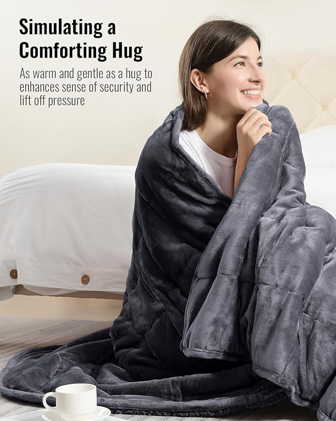 Uttermara Weighted Blanket Queen Size 20lbs for Adults, Sherpa Fleece Weighted Blanket with Cozy Plush Flannel, Fluffy Warm Sherpa Snuggle Bed Blanket, Great for Relax, 60 x 80 inches, Dark Grey