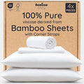 Bambaw 100% Viscose Derived from Bamboo Sheets California King Size – 4pcs Deep Pocket Cooling Sheets, Fits Up to 16'', Buttery Soft Bed Sheets, Luxury Bed Sheets California King Set (White)