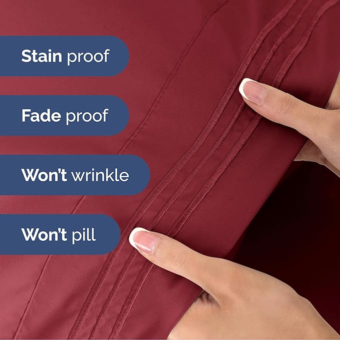Cal King Size 4 Piece Sheet Set - Extra Soft, Breathable & Cooling Sheets - Hotel Luxury Durable Bed Sheets for Women & Men - Deep Pockets, Easy-Fit & Wrinkle-Free Sheets - Berry Oeko-Tex Bed Sheets
