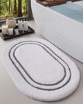 DEXI Oval Bath Mats for Bathroom, 24x36 Absorbent Bath Mat, Washable Microfiber Bathroom Rug with Non Slip Backing for Shower Floor, Dark Grey