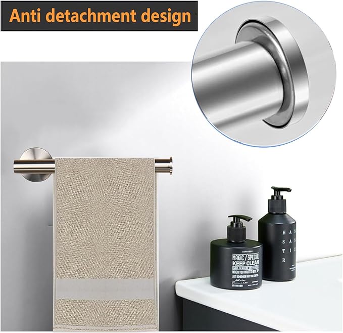 Hand Towel Holder - 9" Modern Design Towel Ring, Thicken SUS 304 Stainless Steel Towel Holder for Bathroom Wall, Contemporary Hand Towel Rack - Brushed Nickel