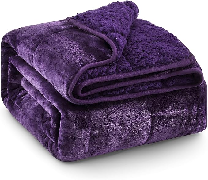 Super Fuzzy Soft Sherpa Fleece Weighted Blanket, 15 lbs Dual Sided Fluffy Heavy Weighted Blankets for Adults - No Bunching with Double Layers of Soft Inner Lining (48"x 72", 15 Pounds)