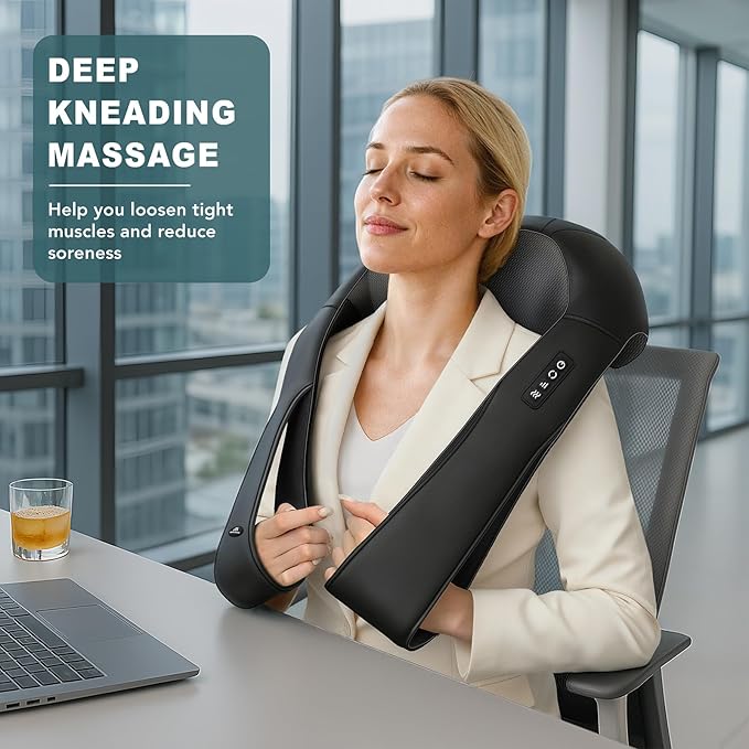 MagicMakers Electric Shiatsu Neck Massager with Heat - Pain Relief for Back, Shoulders & Feet - Gift for Men, Women, Mom & Dad - From Daughter or Son - Ideal for Christmas, Mother's Day & Father's Day