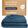 Brooklinen Luxury Sateen Duvet Cover - 100% Cotton, Twin/Twin XL Size in Abyss Blue with Extra-Long Corner Ties and Button Closure - Best Twin/Twin XL Duvet Covers
