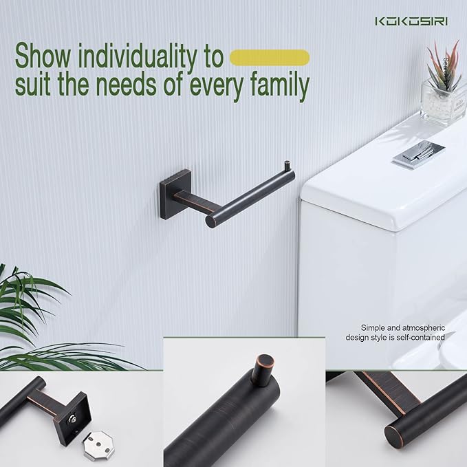 KOKOSIRI Toilet Paper Holder Oil Rubbed Bronze for Bathroom Kitchen Roll Holder Hold Mega Rolls Stainless Steel, 2 Pack, B2005ORB-2P