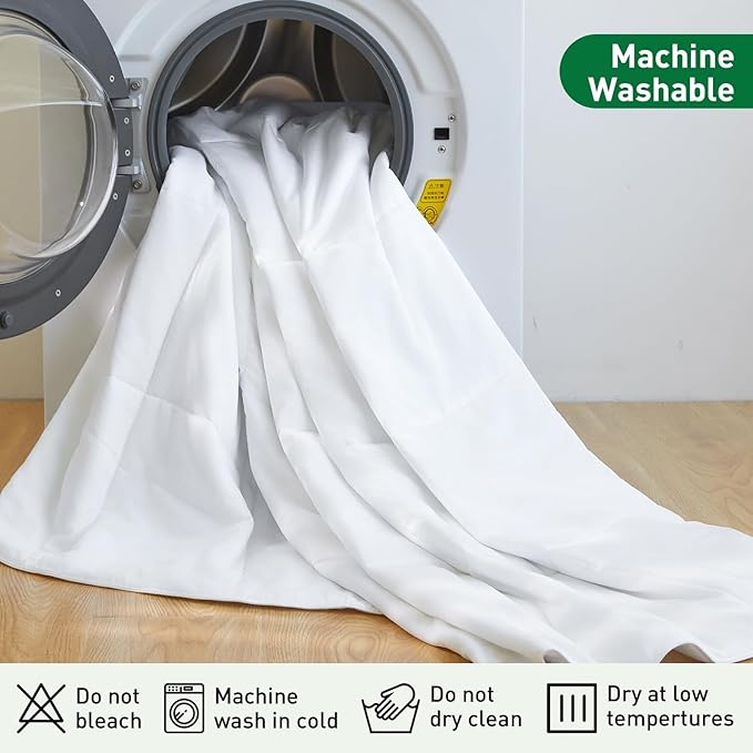 100% Viscose Made from Bamboo Comforter for Hot Sleepers- Breathable Cooling Silky Soft Duvet Insert Full Size-with 8 Corner Tabs- All Season Comforter (86x82 Inches, White)