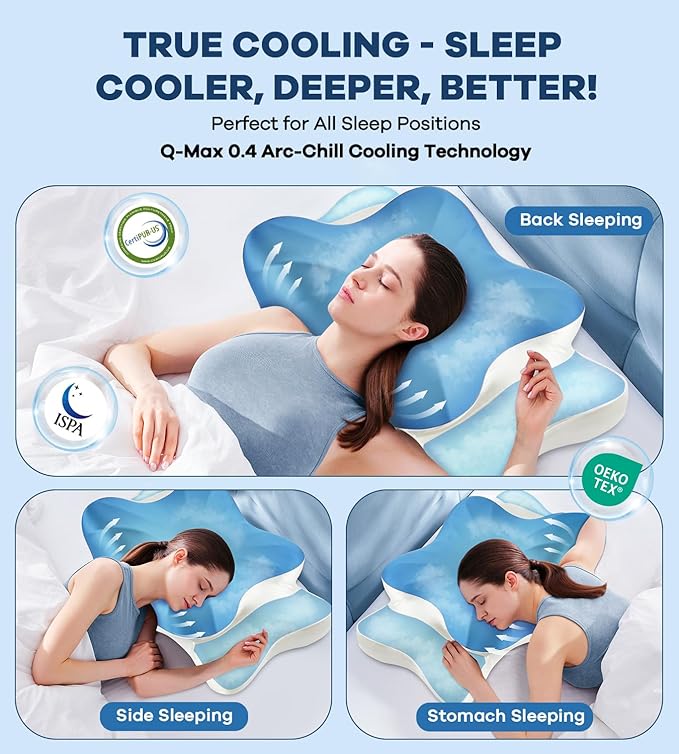 DONAMA Cervical Pillow for Neck and Shoulder,Contour Memory Foam Pillow,Ergonomic Neck Support Pillow for Side Back Stomach Sleepers with Pillowcase-King Size