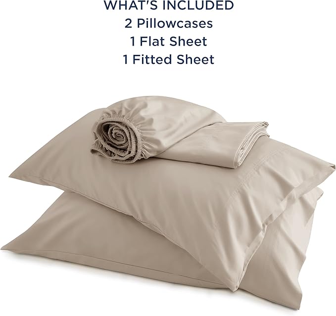 Bedsure King Size Sheets Set, Cooling Sheets for Hot Sleepers, Rayon Derived from Bamboo, Breathable & Soft, Deep Pocket Up to 16 Inches, Hotel Luxury Silky Bedding, Simply Taupe