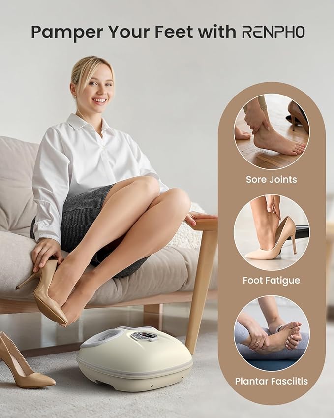 RENPHO Foot Massager Machine with Heat [2026 Upgraded], Shiatsu Foot Massager for Plantar Fasciitis, Christmas Gifts for Women, Cordless Control, Voice Control (New)