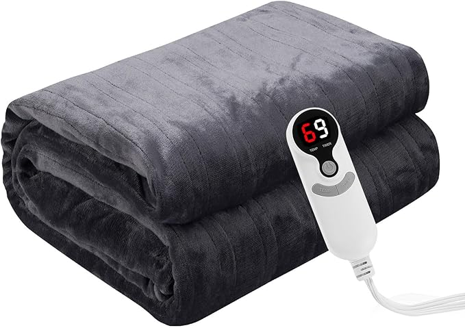 Electric Heated Blanket Full Size 72"x84", Cozy Soft microplush Large Oversized, 6 Heating Levels & 1-10 Hours Auto Off Machine Washable, Dark Gray