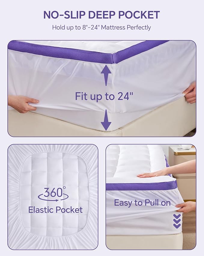 Dual Layer 4 Inch Memory Foam Mattress Topper Twin - 2 Inch Gel Memory Foam and 2 Inch Pillow Top Mattress Pad, 7-Zone Egg Crate Full Size Mattress Topper