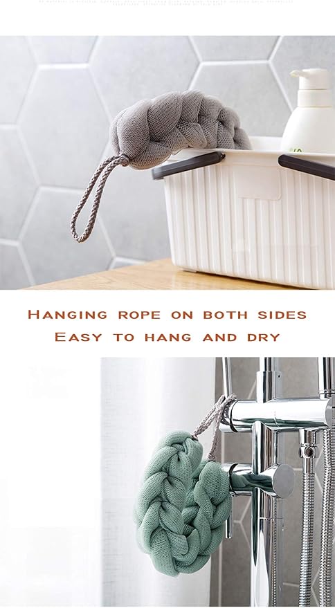 AARainbow 4 Packs Long Stretch Back Sponge with Rope Handles Back Scrubber Bath Shower Mesh Sponge Exfoliating Body Scrub Stretch Braided Loofah for Men and Women (1 White+1 Grey+1 Pink+1 Lotus Pink