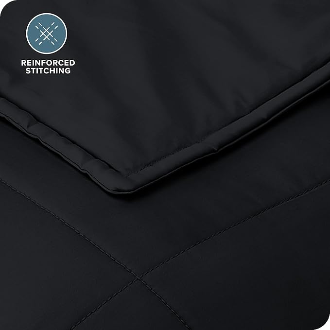 Bare Home Weighted Blanket Queen Size 17lbs (60" x 80") for Adults - All-Natural 100% Cotton - Premium Heavy Blanket Nontoxic Glass Beads (Black, 60"x80")