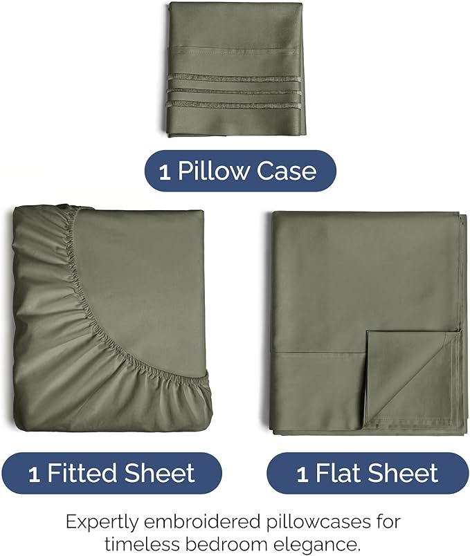 Twin XL Size 3-Piece Sheet Set - Extra Soft, Breathable & Cooling - Hotel Luxury Durable Bed Sheets - Deep Pockets, Easy-Fit & Wrinkle-Free - Dark Taupe Oeko-Tex