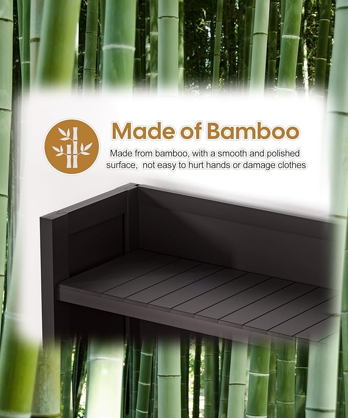 Over The Toilet Storage Cabinet with Acrylic Sliding Door Panel, Bamboo Organizer Shelf with 2 Paper Drawers and 1 Big Drawer,Space Saver Rack for Bathroom (Brown)