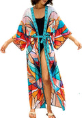 Women Casual Open Front Lightweight Cardigan Long Beach Kimono Cover Up