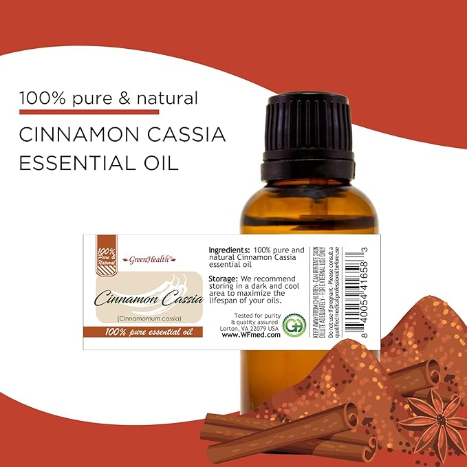 Cinnamon Essential Oil (Cassia) - 32 fl oz - 100% Pure Essential Oil - Aluminum Bottle - Greenhealth