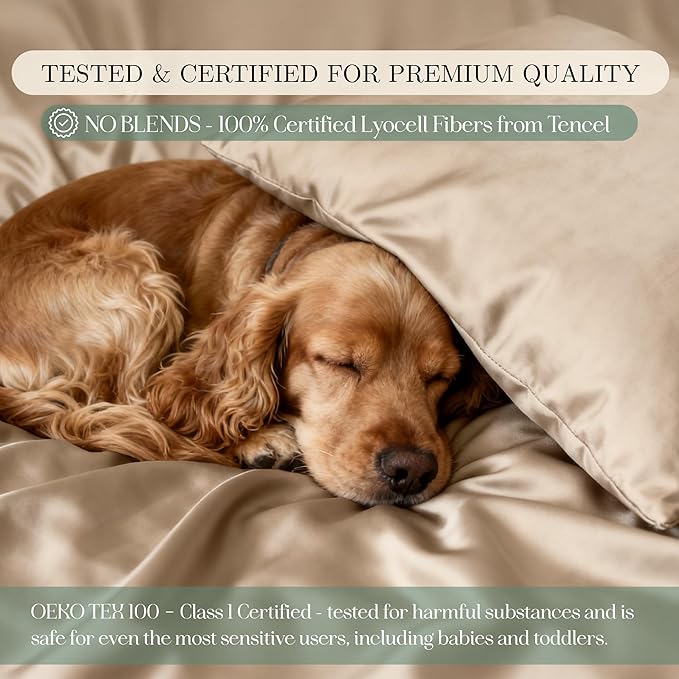 CASILVA Eucalyptus Sheets - Infused with Silver for Anti-Odor, Softer Than Silk Fibers, More Cooling Than Cotton - Perfect for Hot Sleepers & Sensitive Skin - 100% Tencel Lyocell - King Sheet Set