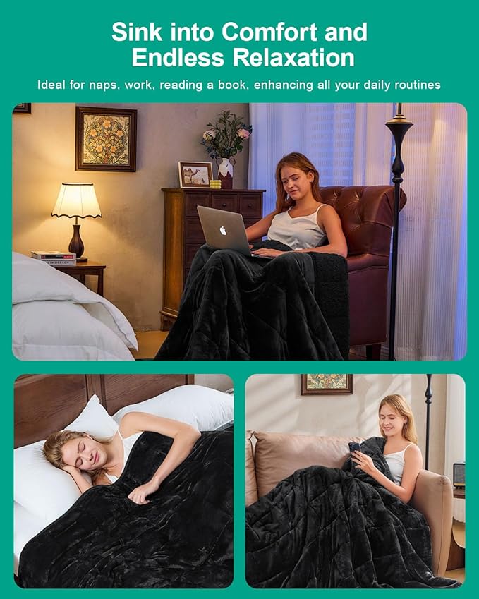 Super Fuzzy Soft Sherpa Fleece Weighted Blanket, 12 lbs Dual Sided Fluffy Heavy Weighted Blankets for Adults - No Bunching with Double Layers of Soft Inner Lining (48"x 72", 12 Pounds)