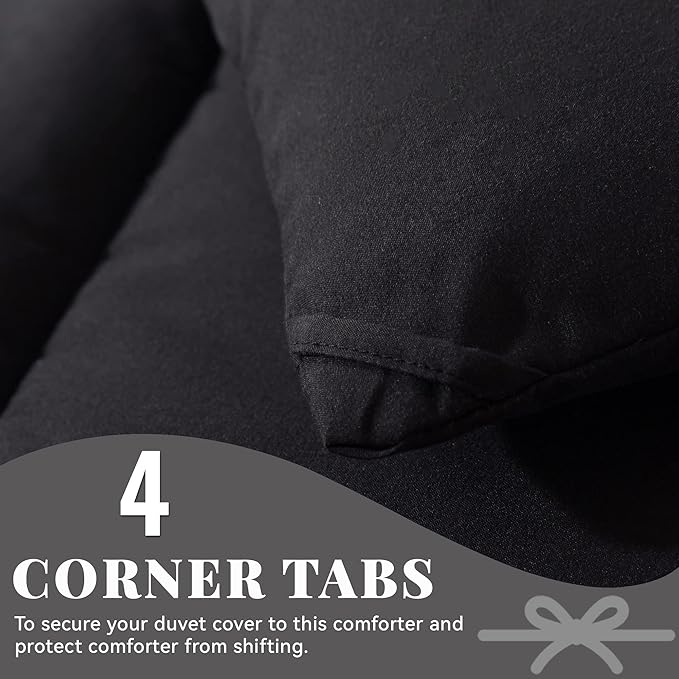 Cosybay Down Alternative Comforter (Black, Cal-King) - All Season Soft Quilted California King Size Bed Comforter - Duvet Insert with Corner Tabs -Winter Summer Warm Fluffy, 104x96 inches