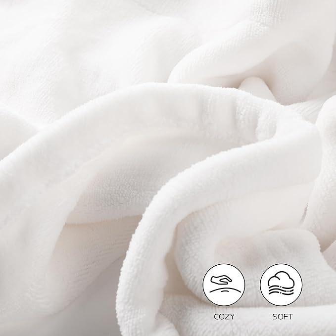 Electric Heated Blanket 72"x84" Full Size, Soft Coral Fleece with 4 Heating Levels and 10 Hours Auto-Off, Machine Washable, Cozy Plush Fabric for Home, White