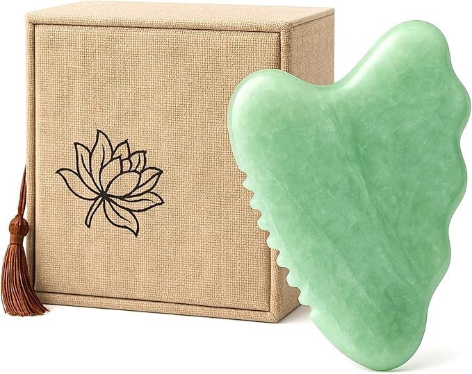 Gua Sha Facial Tools,Jade Gua Sha Stone Comb Edge, Guasha Tool for Face Jawline Sculpting Gifts